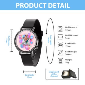 Personalized P!nk Black Leather Watch - VANDH 2542