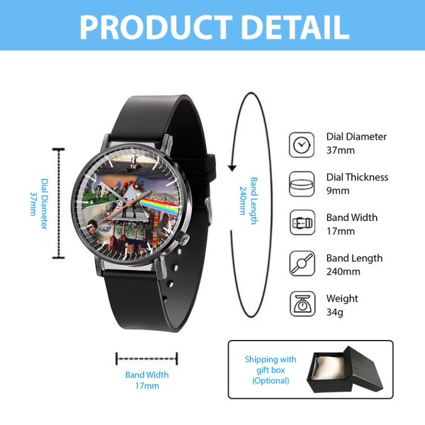 Pink Floyd Black Leather Watch - HOATT 4439