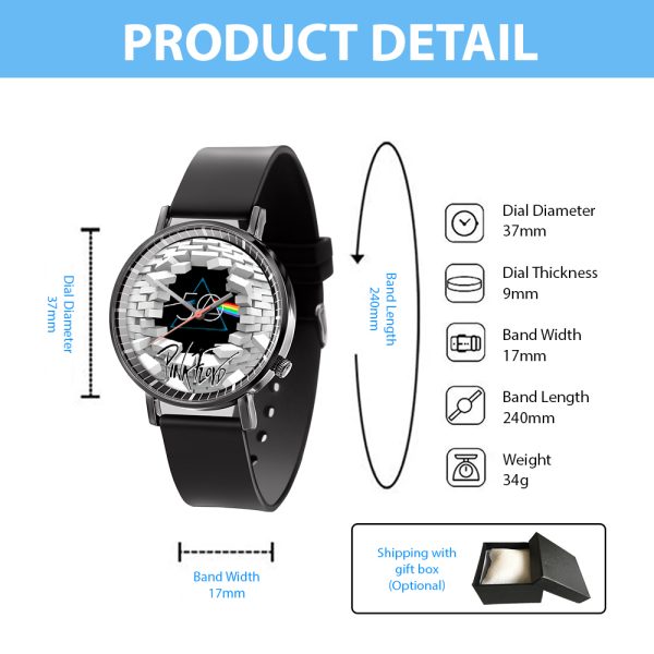 Pink Floyd Black Leather Watch - TANTN 4755