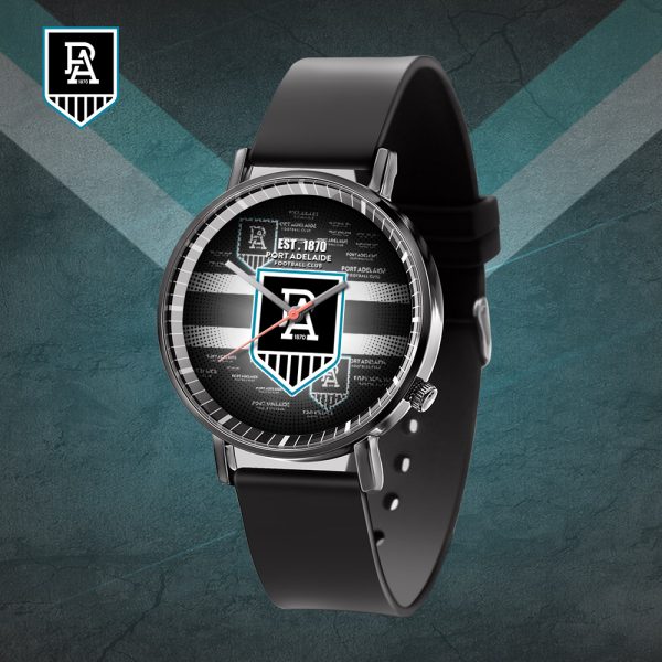 Port Adelaide FC Black Leather Watch - TANTN 4765