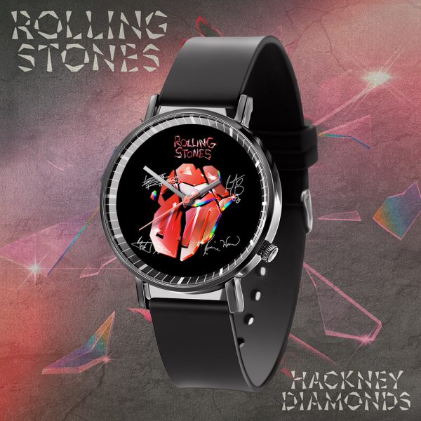 The Rolling Stones Black Leather Watch - TANTN 4713