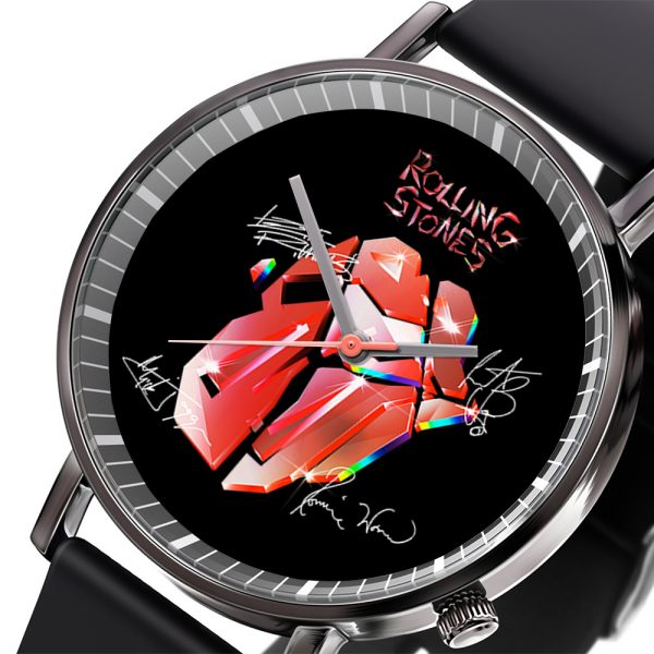 The Rolling Stones Black Leather Watch - TANTN 4713