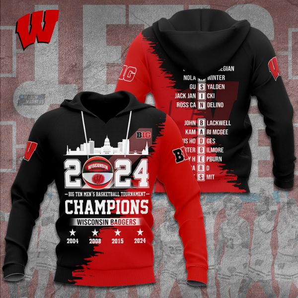 Wisconsin Badgers Men's Basketball 3D Apparel - TANTN 5058