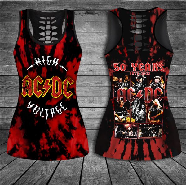 Rock Music Hollow Tank Top Leggings - HUANNM 709