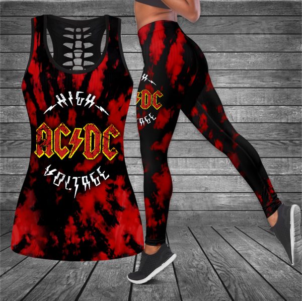 Rock Music Hollow Tank Top Leggings - HUANNM 709