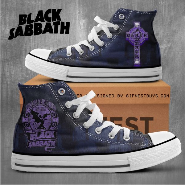 Black Sabbath High Top Canvas Shoes - NGHIAVT 1587