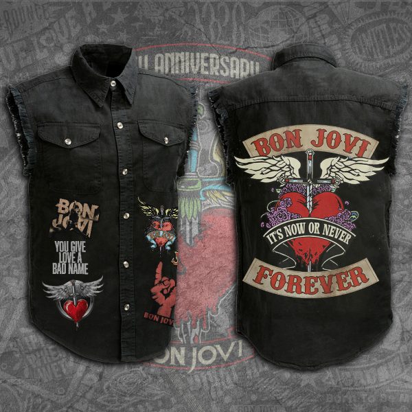Bon Jovi 3D Lightweight Sleeveless Denim Shirt - TANTN 6042