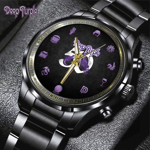 Deep Purple Black Stainless Steel Watch - TANTN 5830