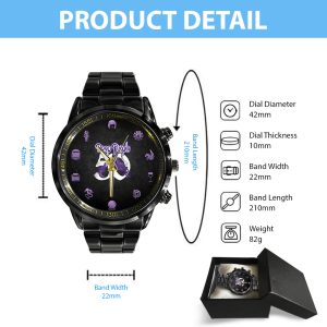Deep Purple Black Stainless Steel Watch - TANTN 5830