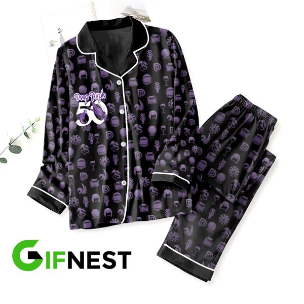 Deep Purple Button Down Pajamas Set – HOATT 4769