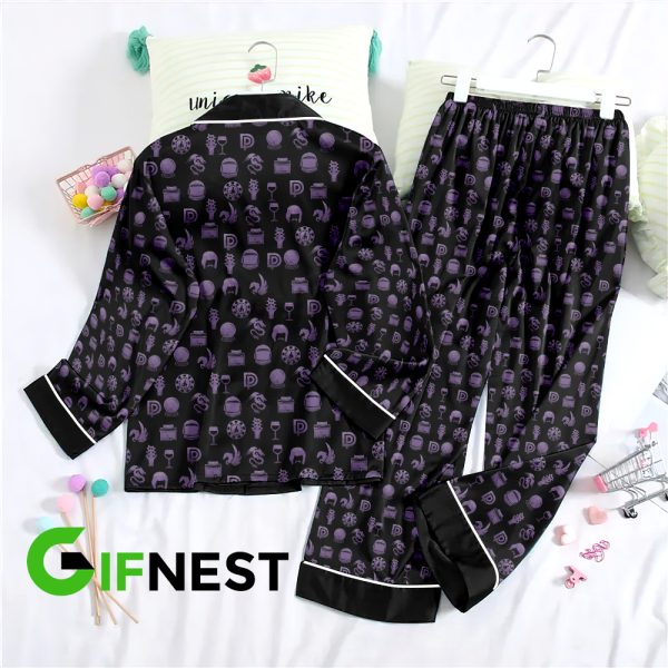 Deep Purple Button Down Pajamas Set – HOATT 4769