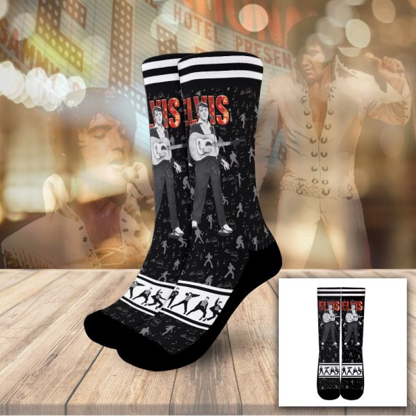 Elvis Presley 3D High Black-Bottom Socks - GNE 361
