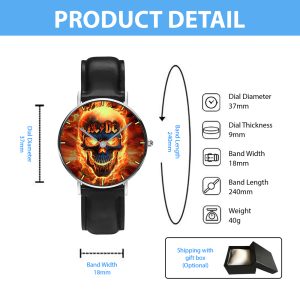 Rock Music Black Stitched Leather Watch - HUANNM 4890