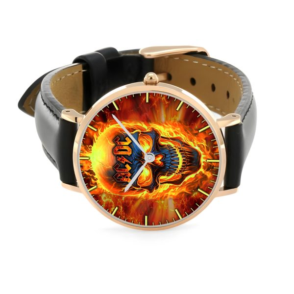 Rock Music Black Stitched Leather Watch - HUANNM 4890