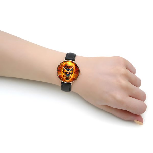 Rock Music Black Stitched Leather Watch - HUANNM 4890