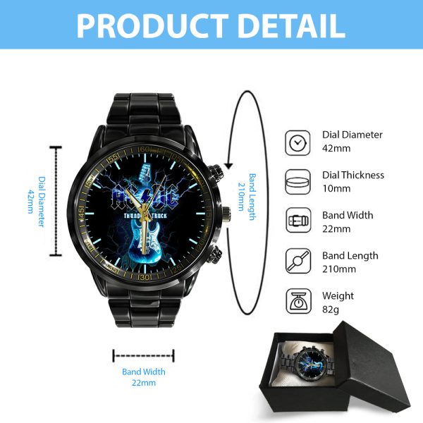 Rock Music Black Stainless Steel Watch - HUANNM 4891