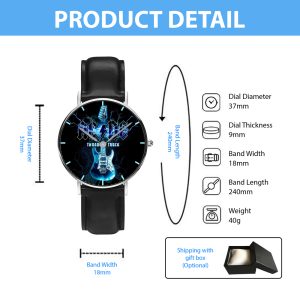 Rock Music Black Stitched Leather Watch - HUANNM 4891