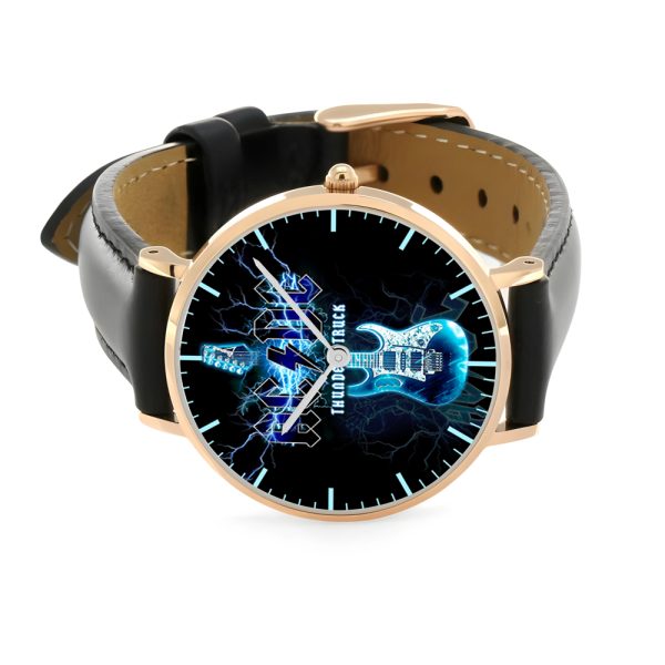 Rock Music Black Stitched Leather Watch - HUANNM 4891