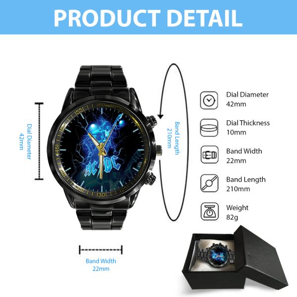 Rock Music Black Stainless Steel Watch - HUANNM 4892