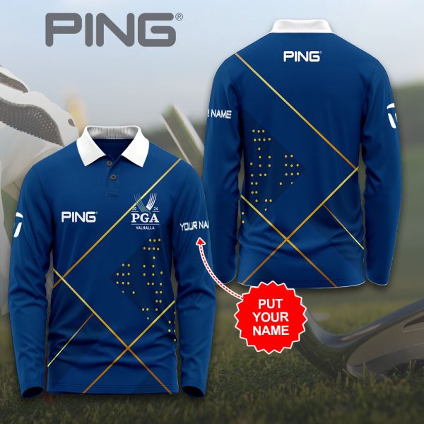Personalized Golf PGA Championship x PNG 3D Long Sleeve Polo Shirt - HUANNM 4930