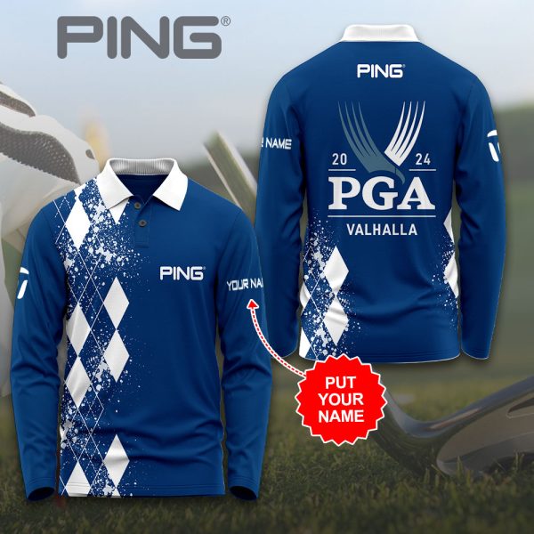 Personalized Golf PGA Championship x PNG 3D Long Sleeve Polo Shirt - HUANNM 4931