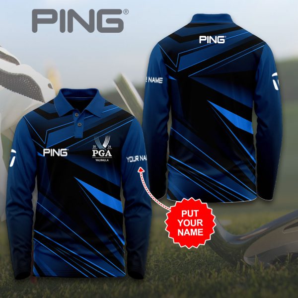 Personalized Golf PGA Championship x PNG 3D Long Sleeve Polo Shirt - HUANNM 4932