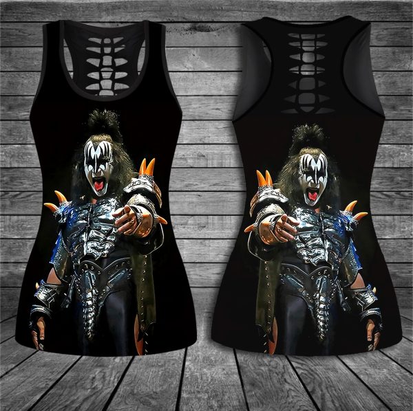 Kiss Band Hollow Tank Top Leggings - HUANNM 694
