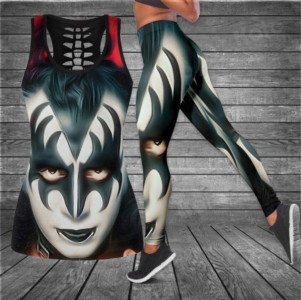 Kiss Band Hollow Tank Top Leggings - HUANNM 354