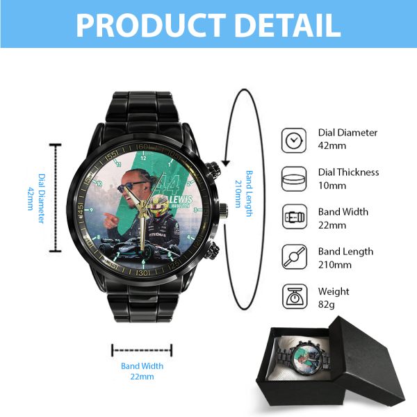 Mercedes-AMG Petronas F1 x Lewis Hamilton Black Stainless Steel Watch - HOATT 4636