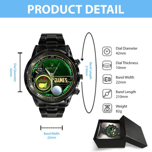 Golf Personalized Masters Tournament x Rolex Black Stainless Steel Watch - VANDH 2768