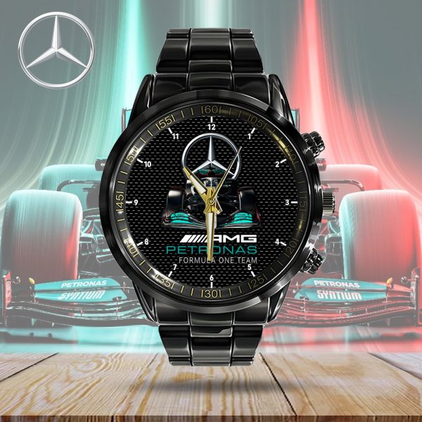 Mercedes-AMG Petronas F1 Black Stainless Steel Watch - HOATT 4639