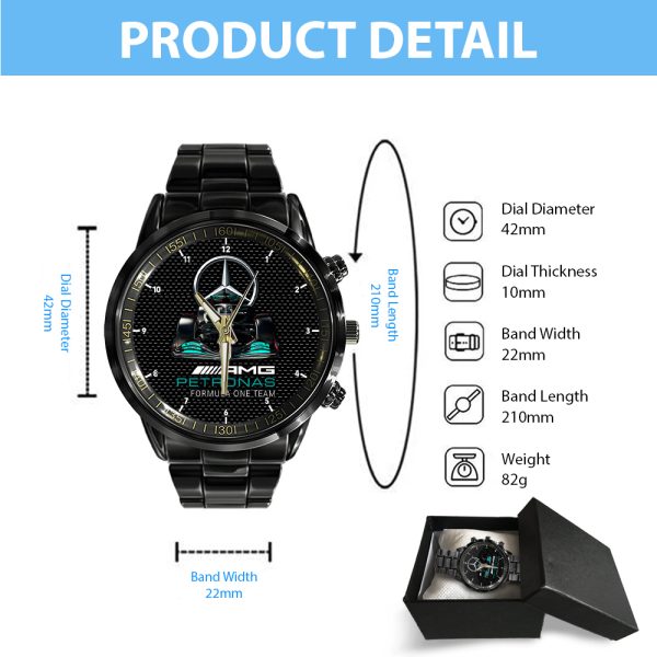 Mercedes-AMG Petronas F1 Black Stainless Steel Watch - HOATT 4639