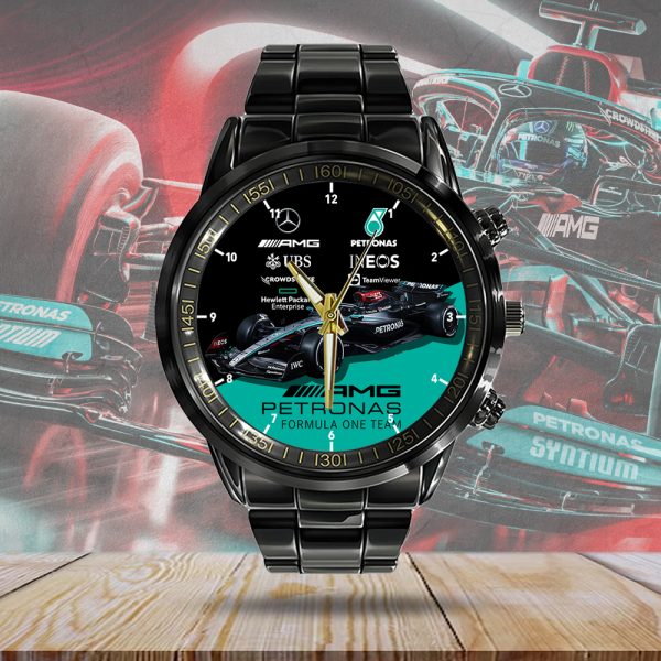 Mercedes-AMG Petronas F1 Black Stainless Steel Watch - HOATT 4684
