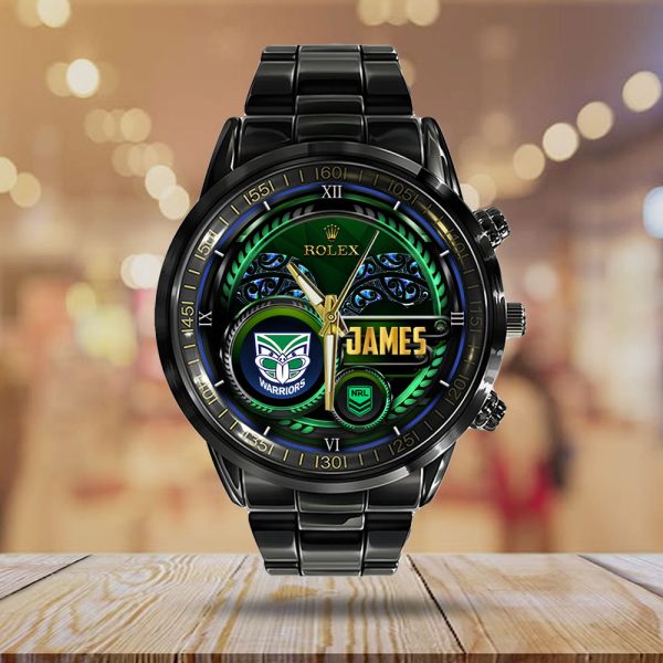 Personalized New Zealand Warriors x Rolex Black Stainless Steel Watch - VANDH 2779
