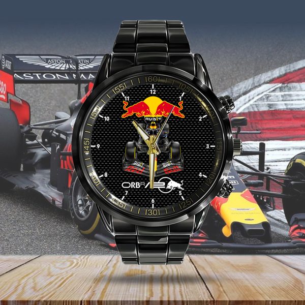 Red Bull Racing F1 Black Stainless Steel Watch - HOATT 4650