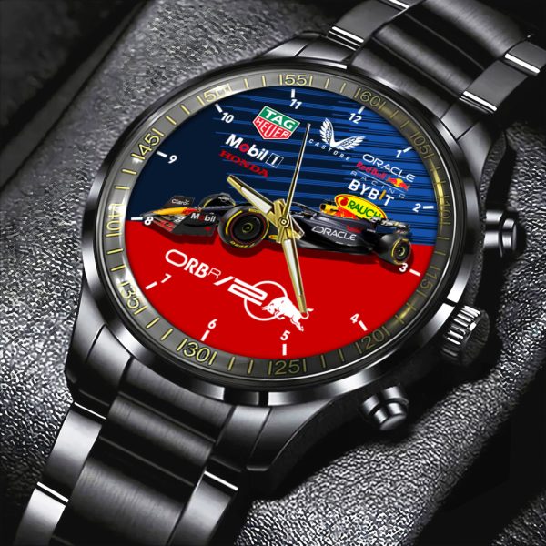 Red Bull Racing F1 Black Stainless Steel Watch - HOATT 4680
