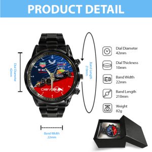 Red Bull Racing F1 Black Stainless Steel Watch - HOATT 4680