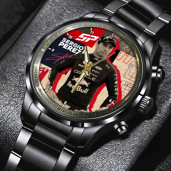 Red Bull Racing F1 x Sergio Pérez Black Stainless Steel Watch - HOATT 4726