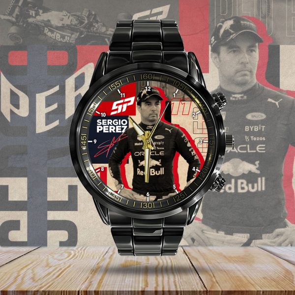Red Bull Racing F1 x Sergio Pérez Black Stainless Steel Watch - HOATT 4726
