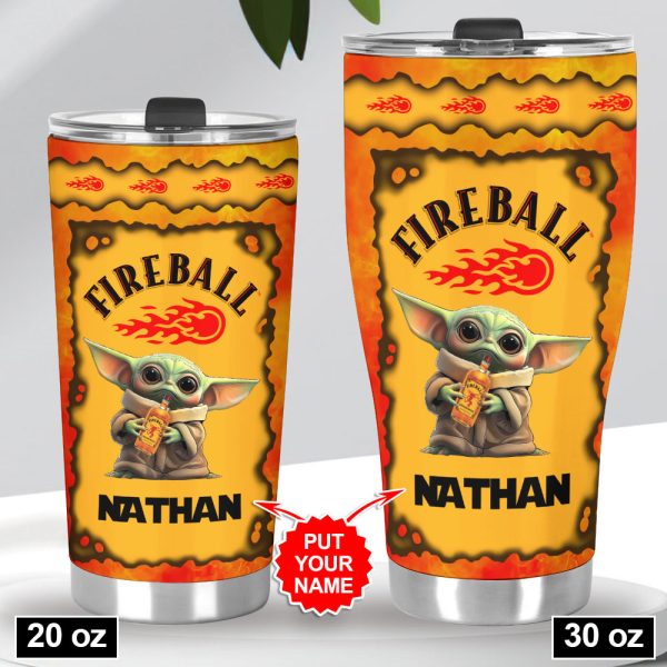 Personalized Star Wars Baby Yoda x Fireball Tumbler Cup - VANDH 2723