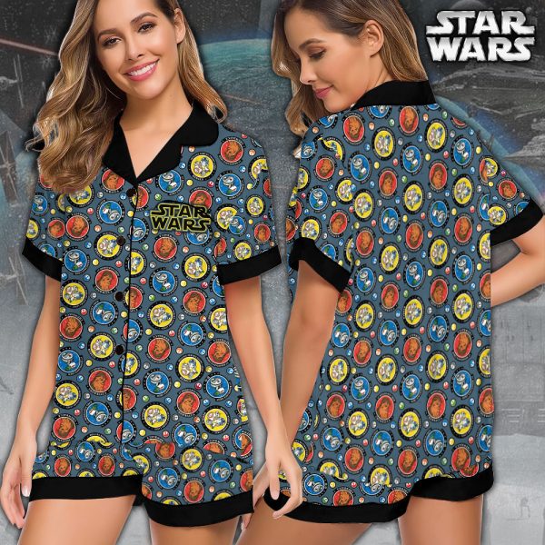 Star Wars Imitation Silk Pajama Set With Short Sleeve - VANDH 2736