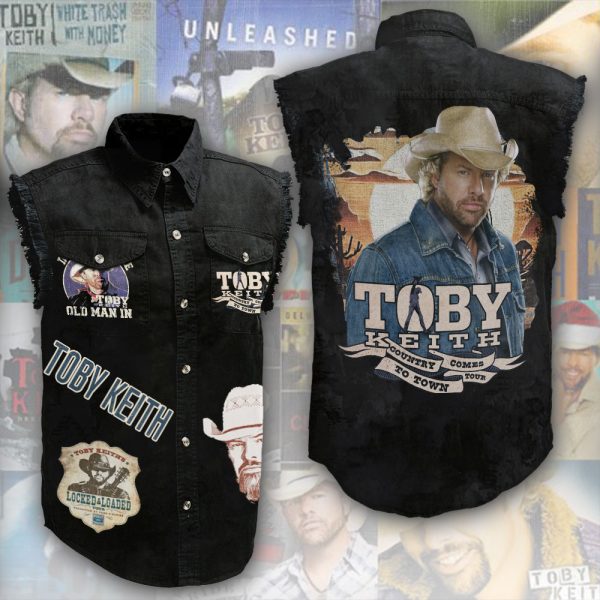 Toby Keith 3D Lightweight Sleeveless Denim Shirt - HUANNM 4449