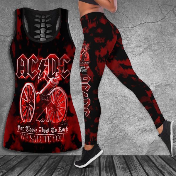 Rock Music Hollow Tank Top Leggings - HUANNM 5016