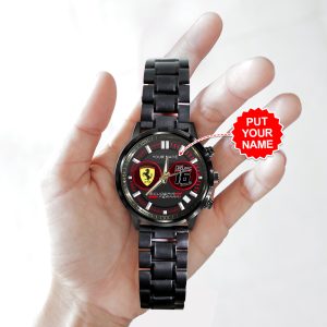 Personalized Scuderia Ferrari x Charles Leclerc Black Stainless Steel Watch - HOATT 4981