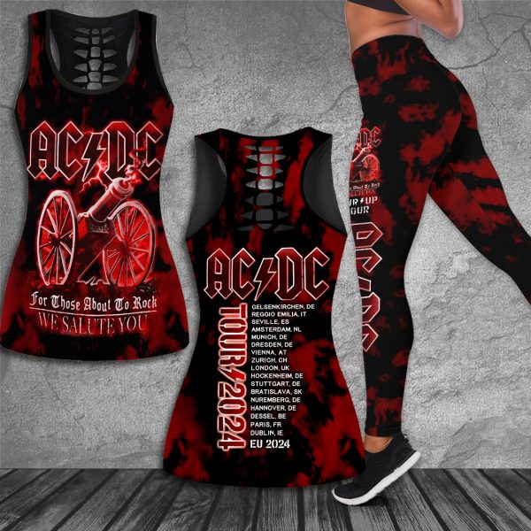 Rock Music Hollow Tank Top Leggings - HUANNM 5016