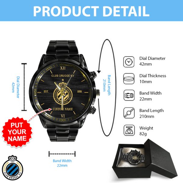 Personalized Club Brugge K.V. Black Stainless Steel Watch - HUANNM 5215