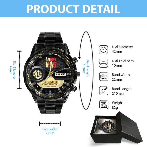Club América Black Stainless Steel Watch - MAITM 6877