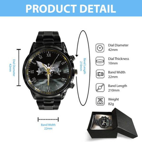 Bon Jovi Black Stainless Steel Watch - ANHNV 4389