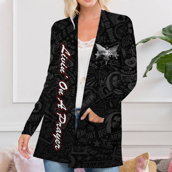 Bon Jovi Women’s Patch Pocket Cardigan – ANHNV 4391