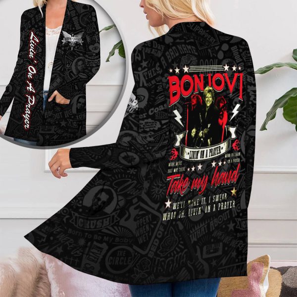 Bon Jovi Women’s Patch Pocket Cardigan – ANHNV 4391